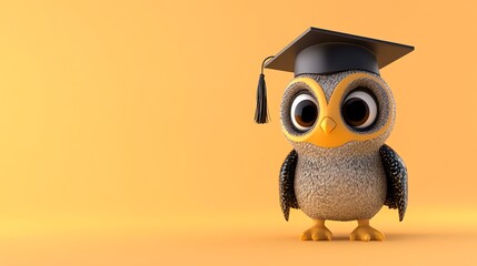A cute cartoon owl wearing a graduation cap.