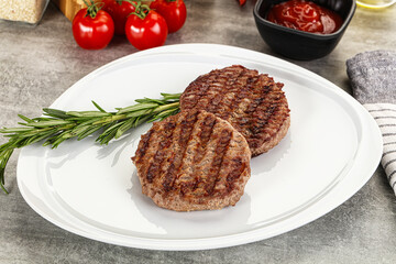 Grilled two beef burger cutlet