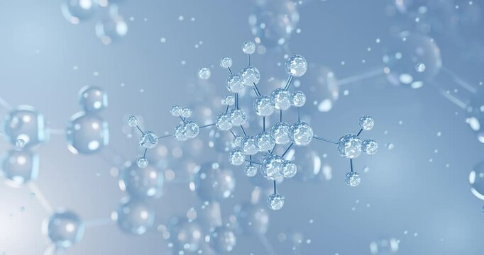 Procarbazine, rotating 3D model of chemotherapy medication, seamless looped video