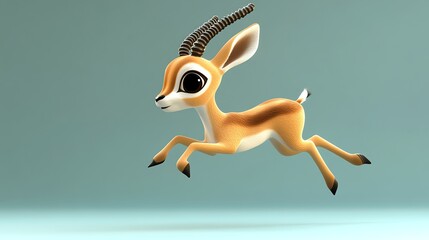 A cartoon gazelle is leaping through the air.