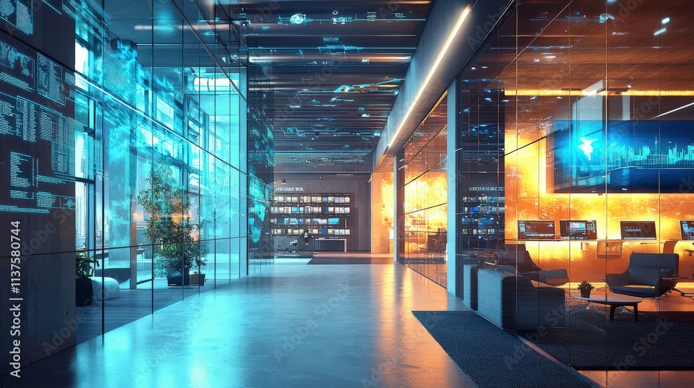 Aufkleber high-tech financial headquarters urban center digital workspace modern environment futuristic view i
