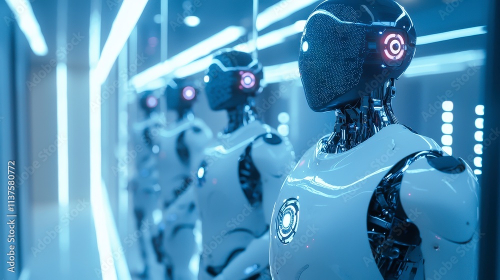 Leinwandbilder high-tech recruitment center featuring advanced robotics futuristic environment digital innovation u