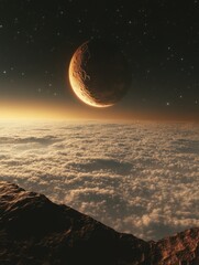 Obraz premium Moon over clouds