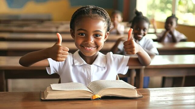 Schoolgirl in Uniform with Book Symbolizing Academic Success