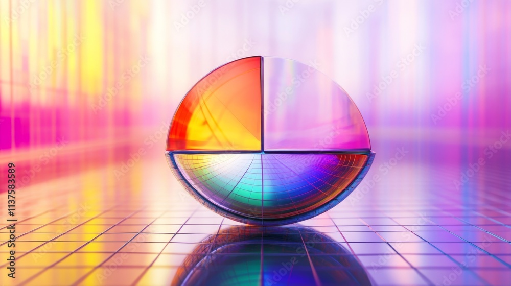 Leinwandbilder Colorful Light Refraction Creating Abstract Geometry on a Surface