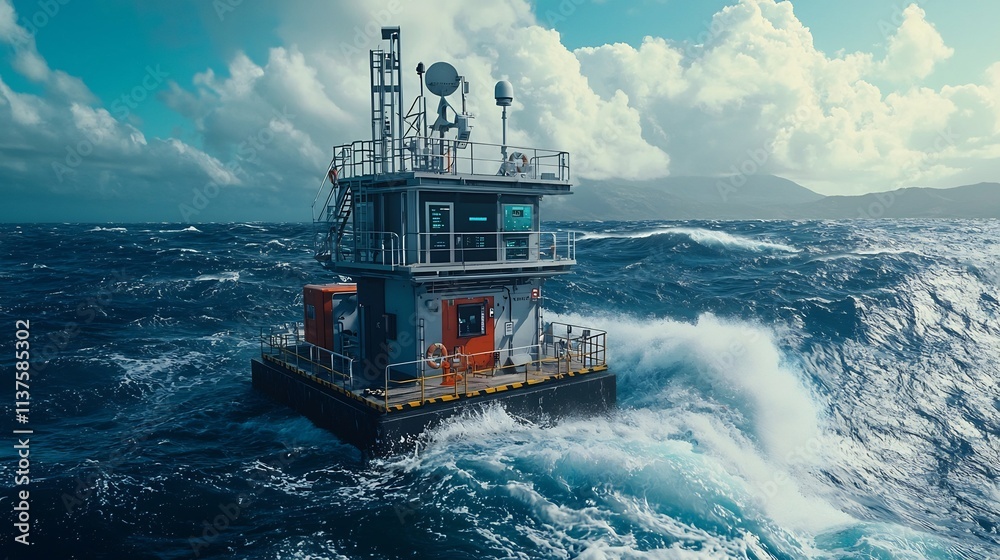Poster a coastal monitoring station equipped with a virtual twin system that tracks ocean wave patterns and