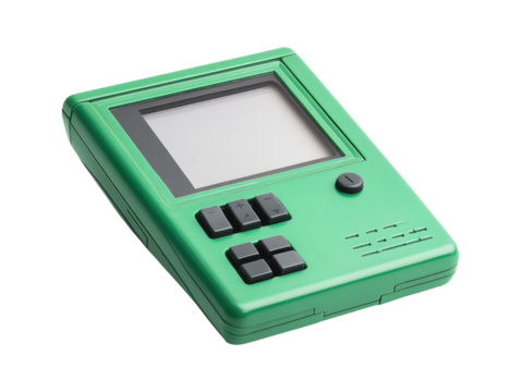 Retro Green Plastic Pager Isolated on White Background for Design