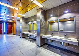 Modern Airport Restroom Entrance: Clean, Inviting Macro Photography