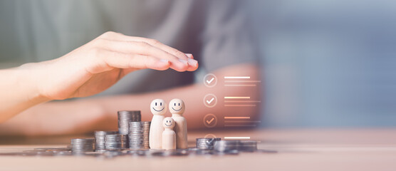 Concept of protecting and protecting the safety of your family and someone you love ,Insurance...