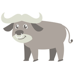 Cartoon Illustration of a Water Buffalo, Design Inspiration, Illustration, Character