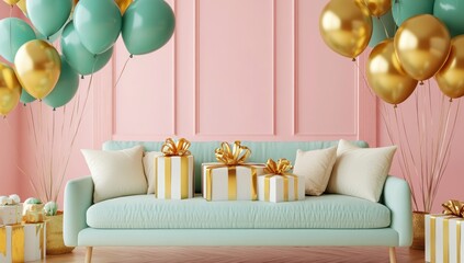 Celebration  with Gifts and Balloons