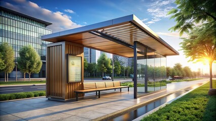 Fototapeta premium Modern Bus Stop Design, Urban Transportation Architecture, City Bus Shelter Sketch, Public Transit Shelter Illustrations