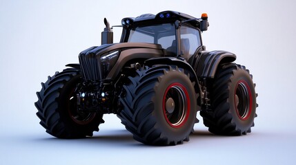 Obraz premium Powerful Black Tractor with Massive Wheels: Modern Agricultural Machine