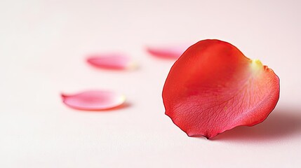 Valentine rose concept. A vibrant red rose petal on a soft background, symbolizing beauty and romance.