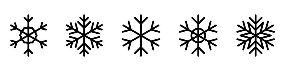 Set of Snowflakes icons. Black snowflake. Snowflakes template. Snowflake winter. Snowflake vector icon	