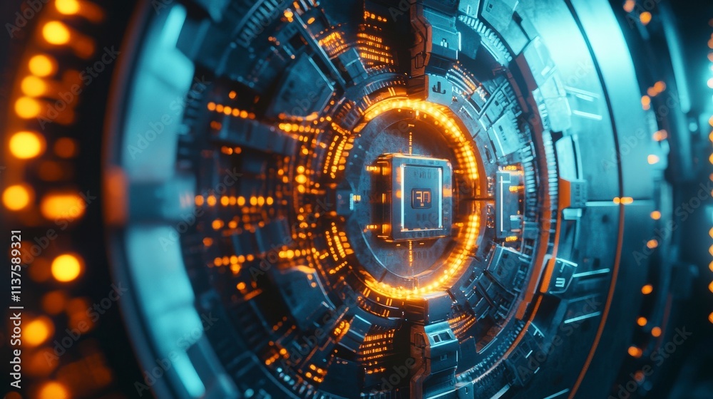 Aufkleber Advanced ai-driven digital vault technology unveiled at virtual security summit in a high-tech environment
