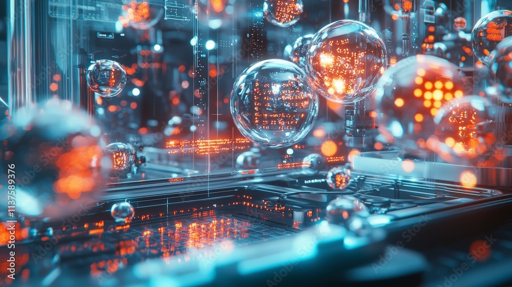 Aufkleber innovative healthcare solutions virtual lab digital artwork futuristic environment close-up view tec