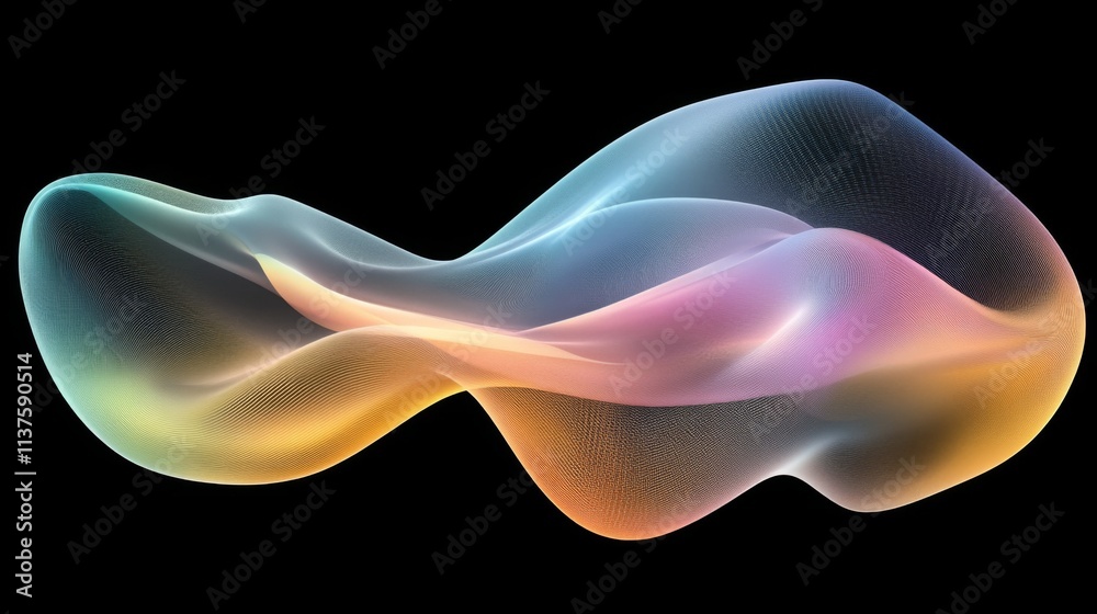 Aufkleber Colorful Abstract Wave Form on Black Background for Creative Projects
