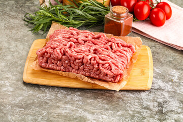 Raw uncooked red minced meat