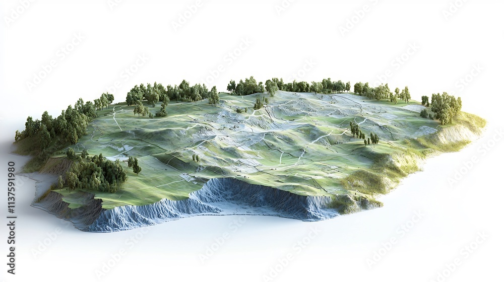 Poster detailed 3d terrain map with a virtual twin model analyzing and visualizing earthquake prone areas p