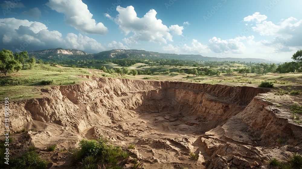 Poster a photograph of a 3d terrain map with a virtual twin model analyzing earthquake prone areas leaving 