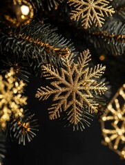 Golden Snowflake Christmas Tree Decorations