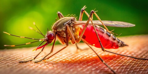 Naklejka premium Mosquito Bite, Blood, Insect, Skin, Closeup, Fashion Photography, High Resolution, Macro Photography, Detailed, Realistic, Red, Swollen, Itch, Summer, Disease, Infection, Prevention, 
