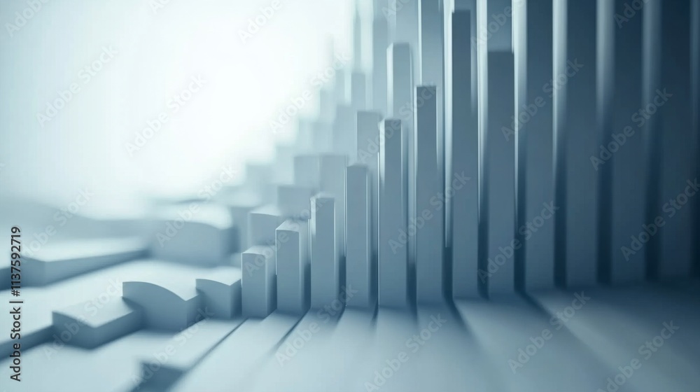 Poster abstract minimalist design with columns and soft shadows