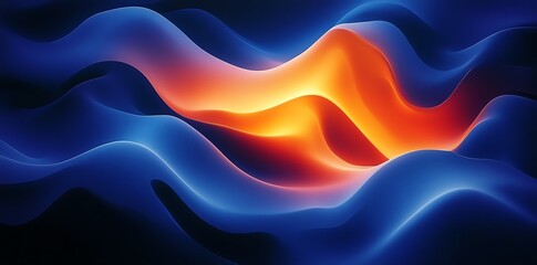 Obraz premium Abstract glowing waves with blue and orange colors.