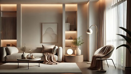 Minimalist Living Room Interior with Open Layout and Natural Light