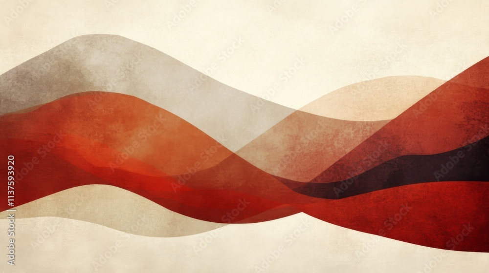 Aufkleber abstract flowing waves in red and beige tones for background design