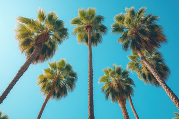 Obraz premium Palm Trees Reach for the Sky on Sunny Day