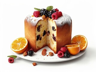 the AI Image Generator, Cake with Fresh Berries and Citrus Slices