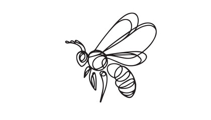 Single Line Drawing of a Mid-Century Modern bee with Editable Stroke and Copy Space