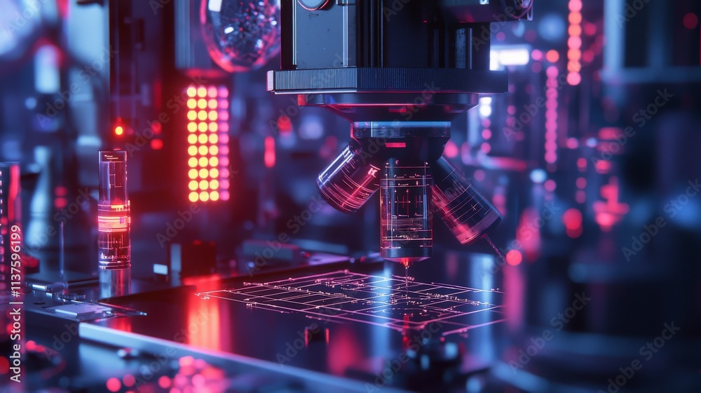 Poster Innovative material development in advanced research labs high-tech visualization for future concepts