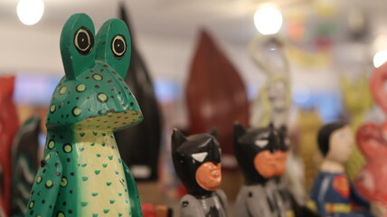 Handmade Wooden and Cloth Toy Souvenirs and Dishes in a Balinese Art Store