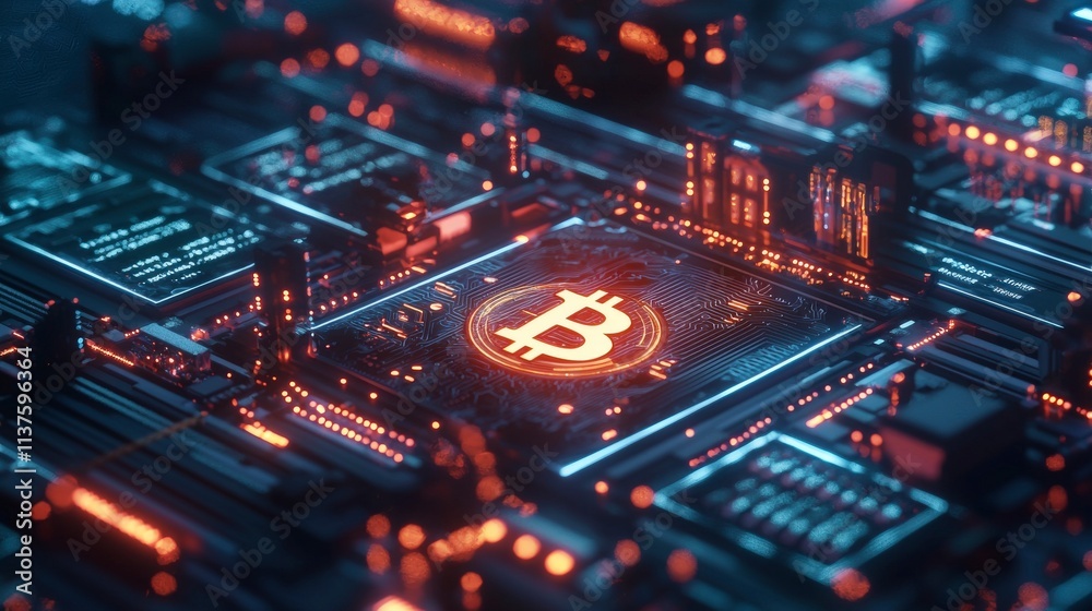Fototapete futuristic financial hub revolutionizing blockchain technology in a high-tech environment