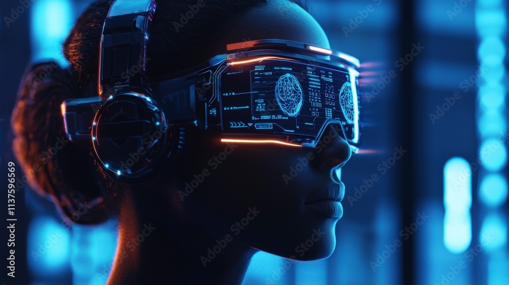 Poster futuristic wearable device revolutionizes health monitoring in urban environments technology showcas