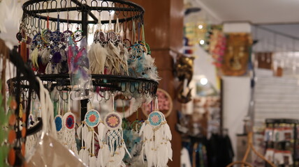 Handmade Wooden and Cloth Toy Souvenirs and Dishes in a Balinese Art Store