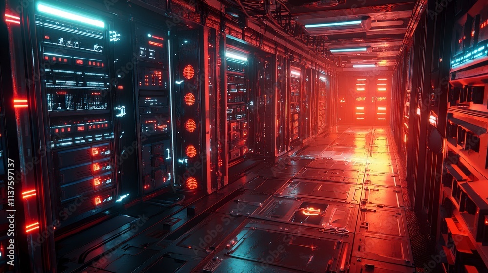 Poster Exploring futuristic data centers high-tech environments and ai-driven innovation in digital infrastructure