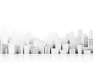 generated illustration of skyscraper and metropolis city in monochrome.