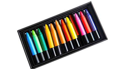 Naklejka premium A Colorful Arrangement of Vibrant Watercolor Markers in a Box Perfect for Creative Projects and Artistic Endeavors.