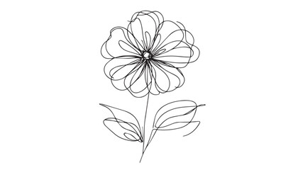 Single Line Drawing of a Mid-Century Modern flower with Editable Stroke and Copy Space