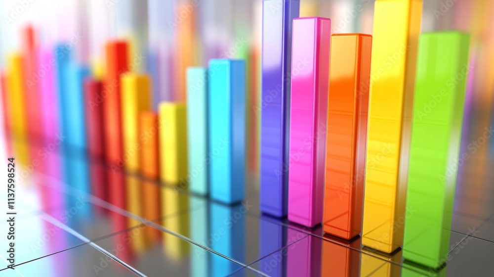 Aufkleber Colorful Graphs Showing Data Growth in Bright Modern Style