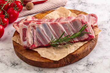 Raw lamb ribs rack for cooking