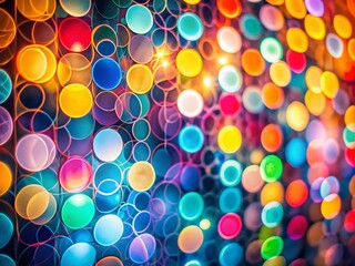 Night Photography Circles Banner, Colorful Overlapping Circles Pattern, Abstract Night Background