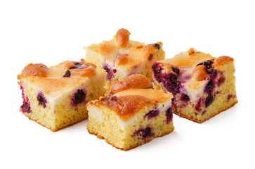Freshly baked blueberry cakes presented on a clean white background ready for dessert lovers