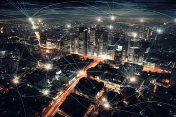 Fototapeta premium generated illustration of progress internet urban technology.