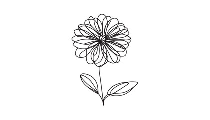 Single Line Drawing of a Mid-Century Modern flower with Editable Stroke and Copy Space