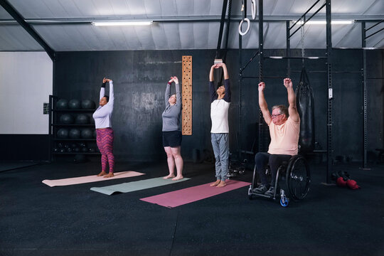 People exercising in gym